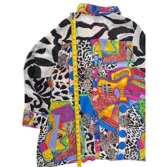 Dopamine Maximalist Abstract Artsy Tunic Color Cotton Pleats Collection Pings XL - Picture 14 of 16